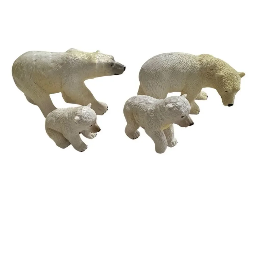 2015 Terra Battat Polar Bear Family Realistic Arctic Animals Set 4 Pcs